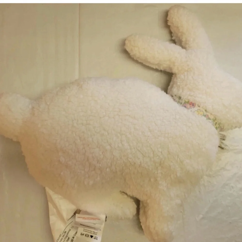 Cupcakes & Cashmere Easter Bunny Pillow Decorative White Sherpa 16x18 Boho